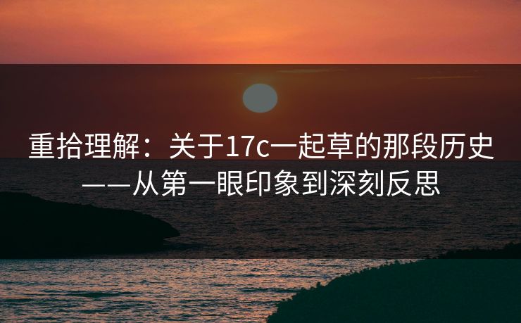 重拾理解：关于17c一起草的那段历史——从第一眼印象到深刻反思