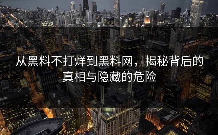 从黑料不打烊到黑料网，揭秘背后的真相与隐藏的危险