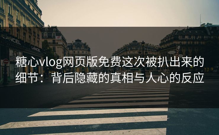 糖心vlog网页版免费这次被扒出来的细节：背后隐藏的真相与人心的反应